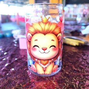 beautiful valentines glass lion tumbler